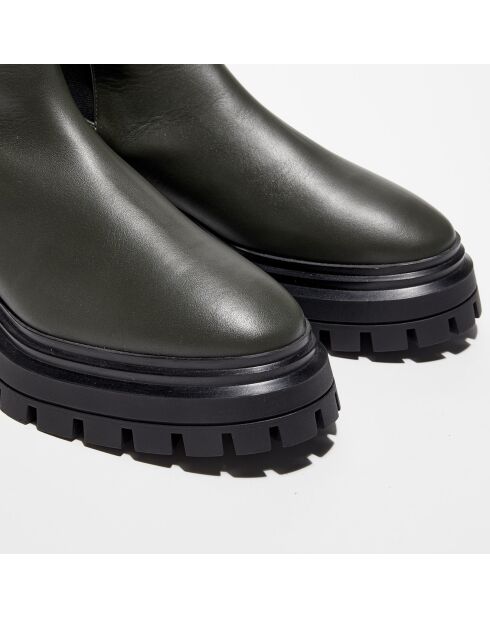Chelsea Boots en Cuir Bedford kaki - Talon 5,5 cm